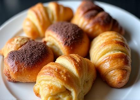 Cornetti classici con crema e cioccolato